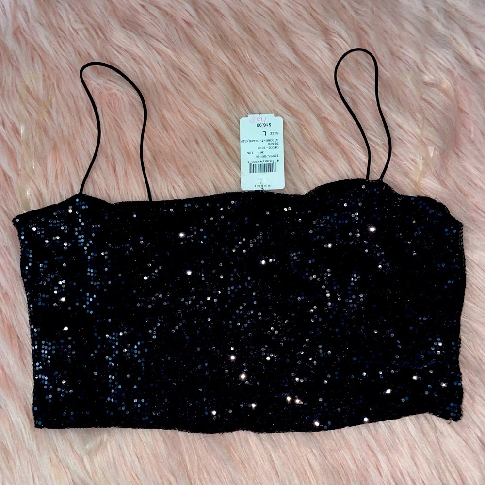 NWT Windsor Sequin Black Crop Top